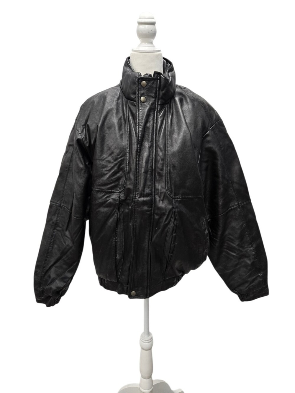 Eddie Bower Goose Down Leather Bomber Jacket